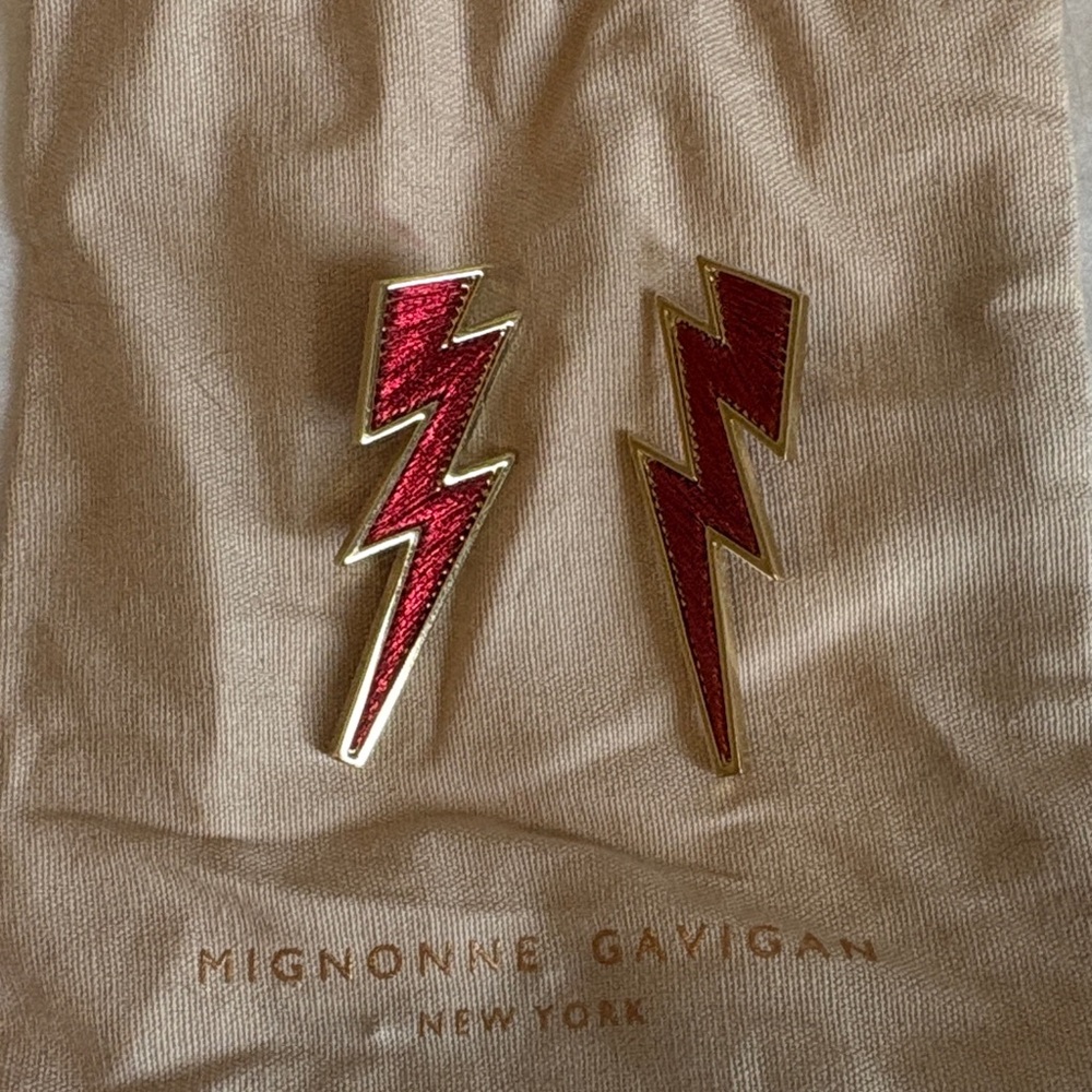Mignonne Gavigan Red and Gold Lightning Earrings
